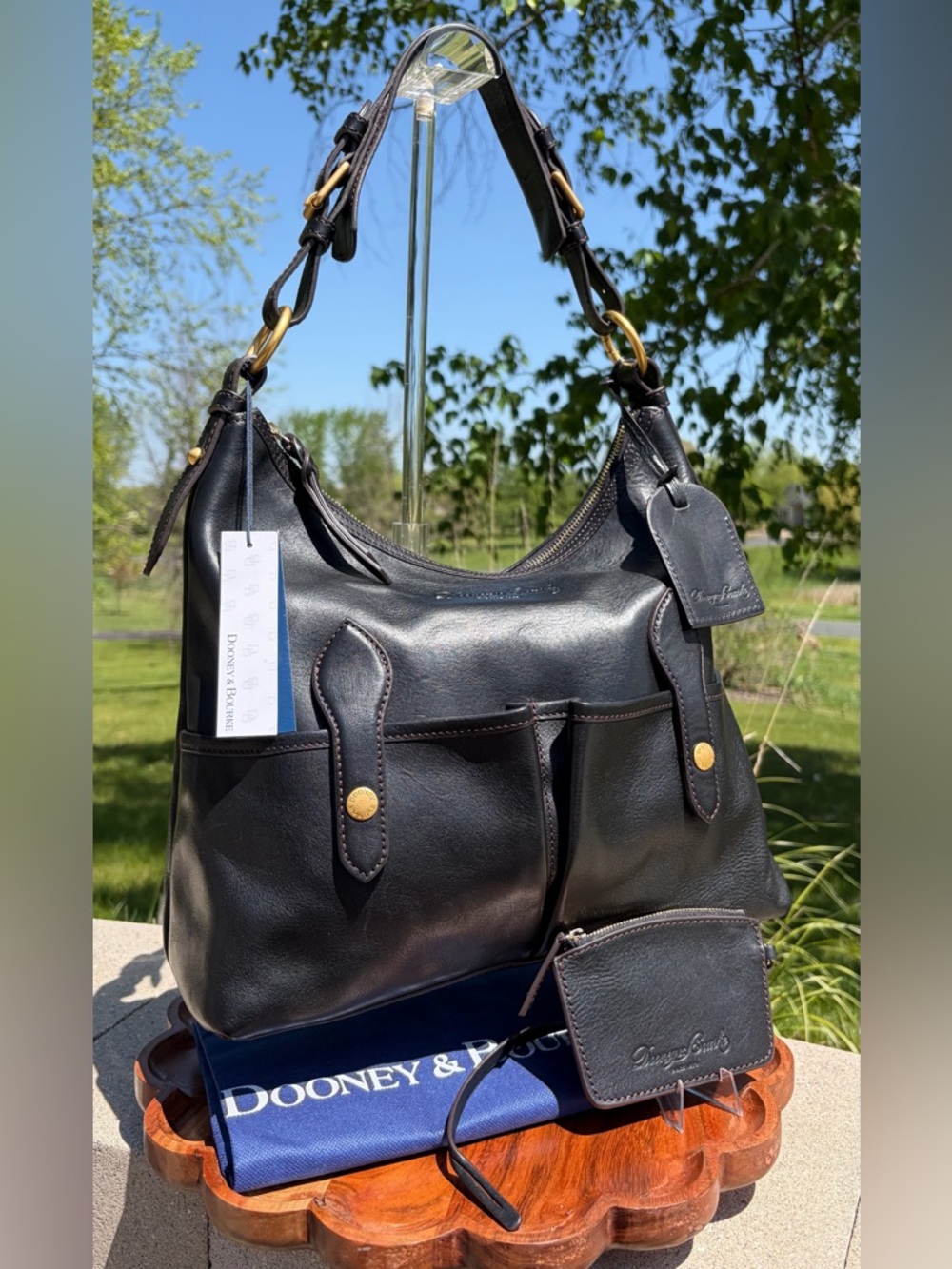 Dooney & Bourke Medium Lucy Black Florentine Leather Hobo NWT - Picture 16 of 17